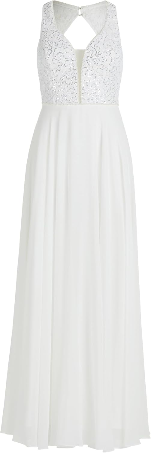 Vera Mont Damen Abendkleid mit Pailletten 42 Offwhite, 42 Offwhite