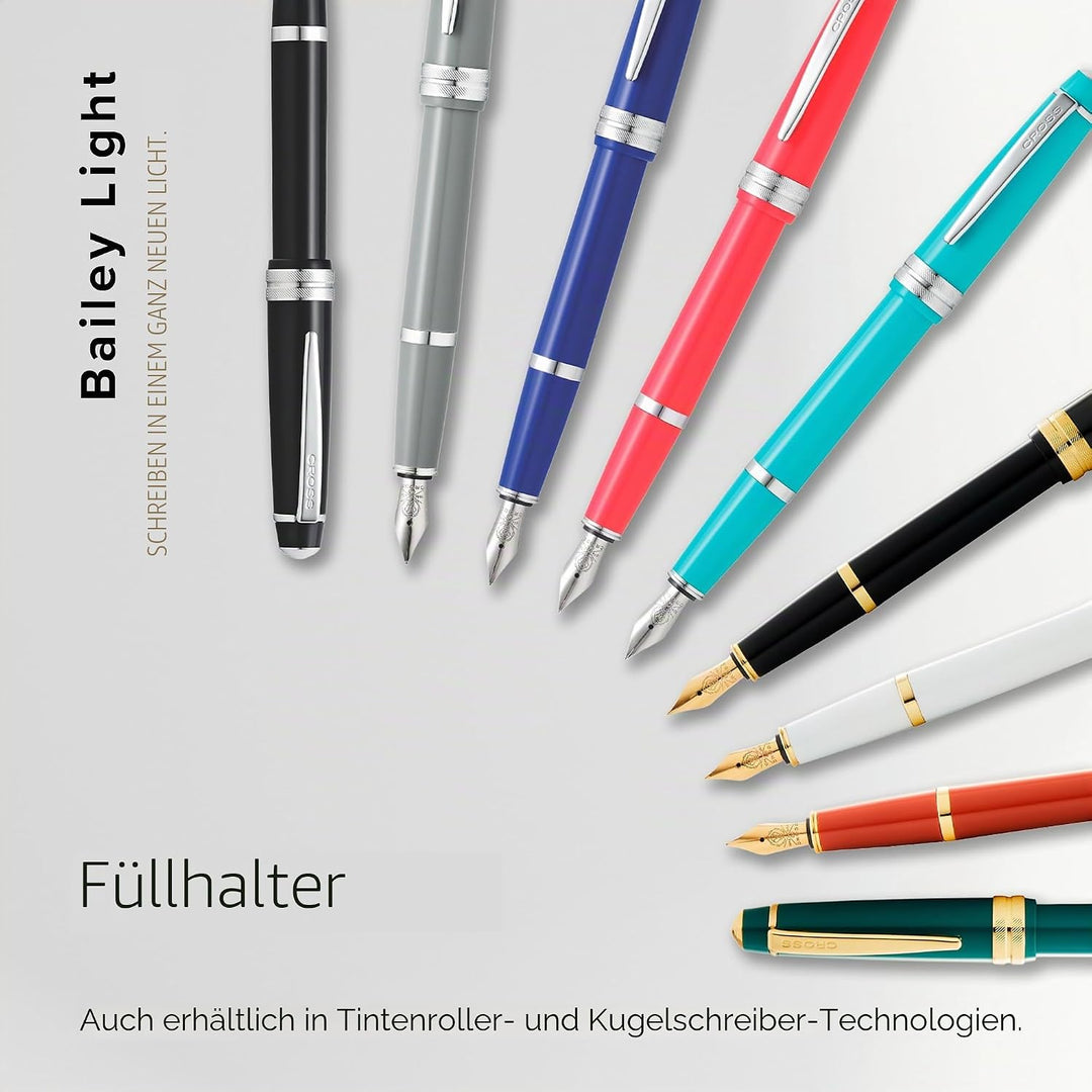 Cross Bailey Light Füllfederhalter (Federstärke M, inkl. Geschenkverpackung) Schwarz-Lack mit goldfa