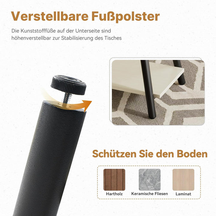 Runde Beistelltisch 2-Tier Couchtisch Tisch mit Stauraum Moderner Massivholztisch Metallrahmen für W
