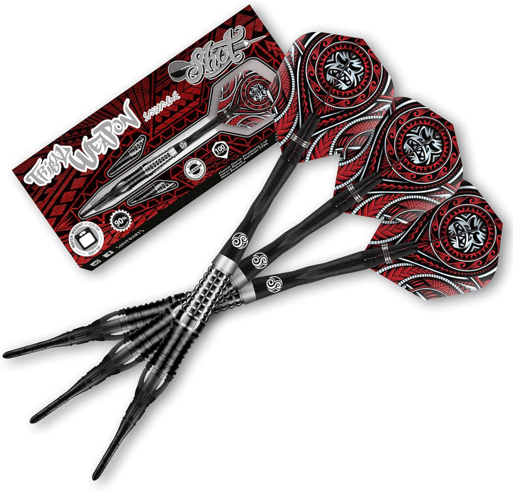 Shot Soft Darts Tribal Weapon Savage 90% Tungsten Softtip Darts Softdart Dartpfeile Set 18 Gramm, 18