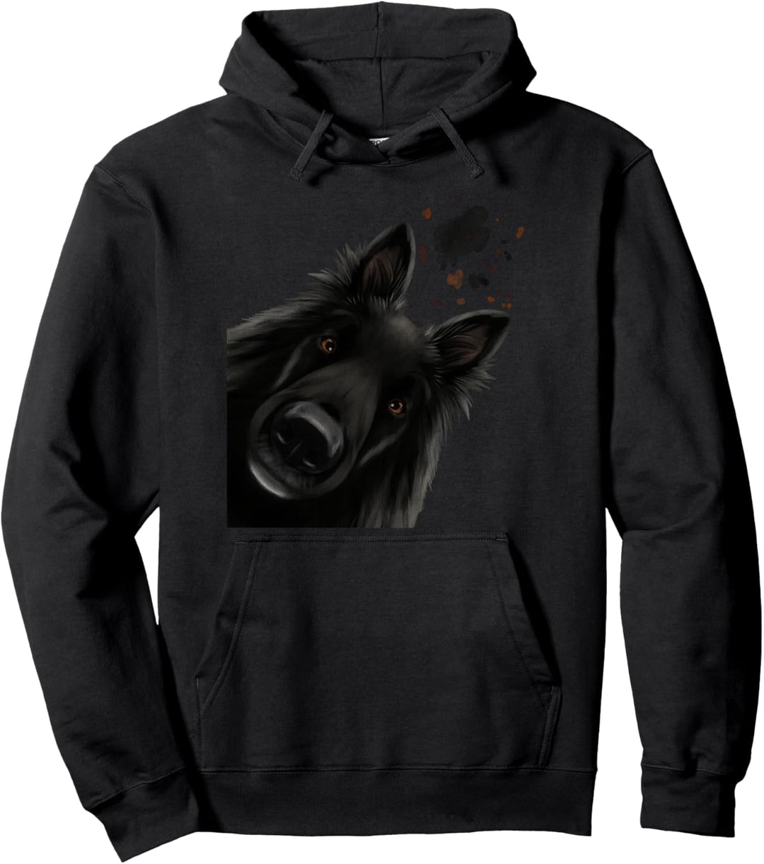 Neugieriger Hund Belgischer Schäferhund Groenendael Pullover Hoodie