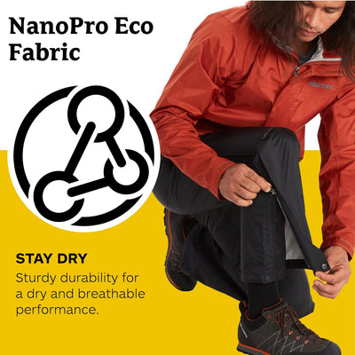 Marmot Herren PreCip Eco Full Zip Pant, wasserdichte Hose, atmungsaktive Überhose, leichte Wanderhos