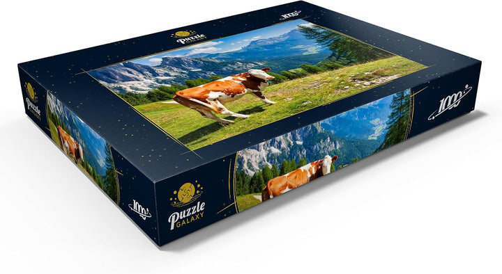 Kuh grast auf Einer Alpenwiese in den Dolomiten - Premium 1000 Teile Puzzle - MyPuzzle Sonderkollekt
