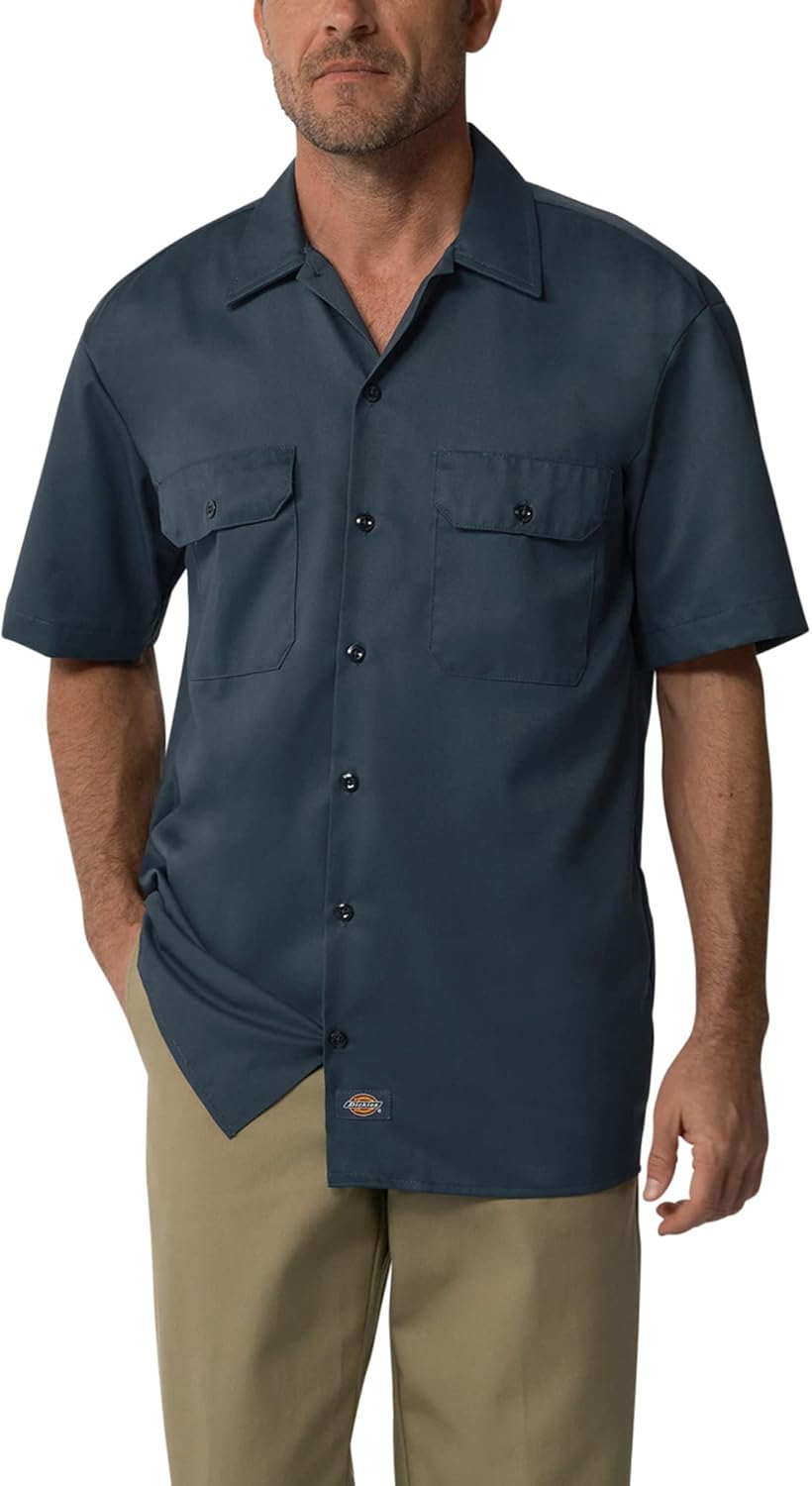 Dickies Herren Big and Tall Short-Sleeve Work Button-Down-Shirt S Air Force, S Air Force