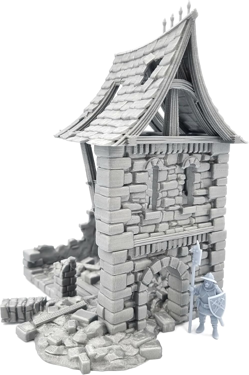QP3D - Battle Ruined Medieval Building - Fantasy House Terrain Scenery for Tabletop & RPG 28-32mm Mi