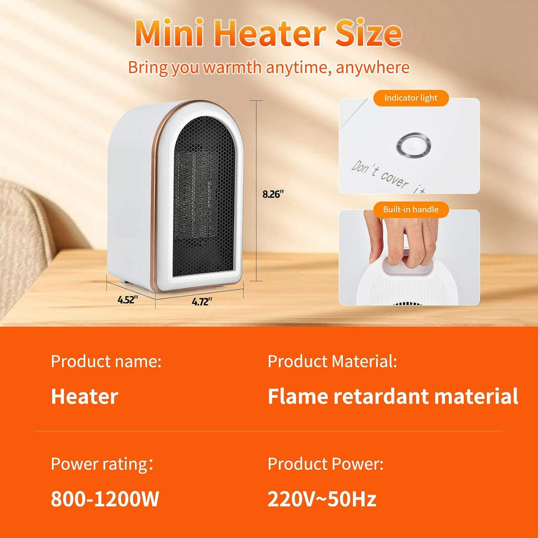 Heizlüfter Klein Energiesparend, Mini PTC Keramik Elektroheizung Leise,Mobile Heizung Elektrisch Ste