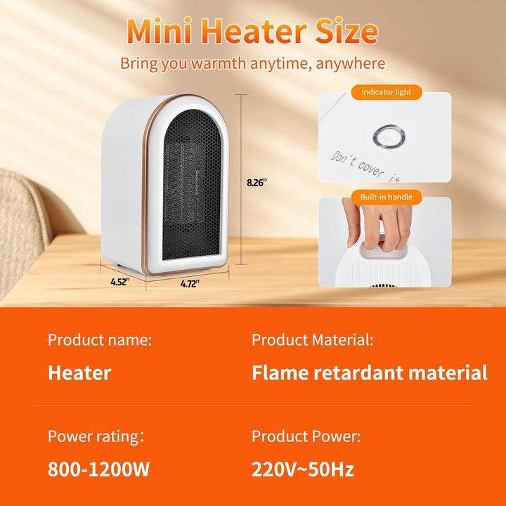 Heizlüfter Klein Energiesparend, Mini PTC Keramik Elektroheizung Leise,Mobile Heizung Elektrisch Ste