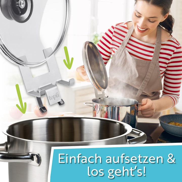 topfi® Topfdeckelhalter für Töpfe & Pfannen 2er Set | Der Küchenhelfer für eine freie & saubere Arbe