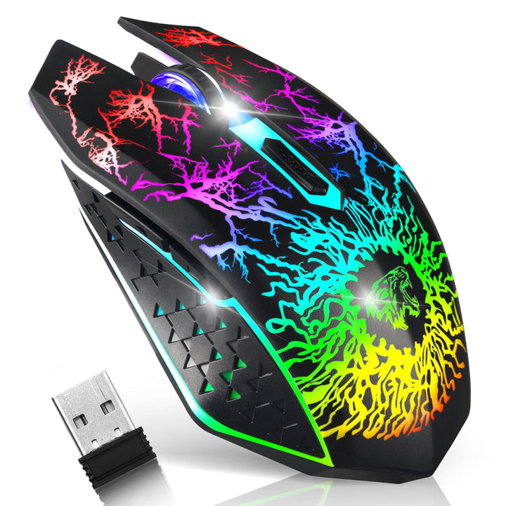 VEGCOO Gaming Maus Kabellose Mouse Gaming Silent Optical Sensor mit 1600/1200/800 DPI PC Maus Gaming