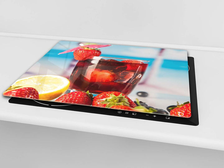 Küchenbrett aus Hartglas und Induktionskochplattenabdeckung – Schneideplatten SINGLE mit 60 x 52 cm