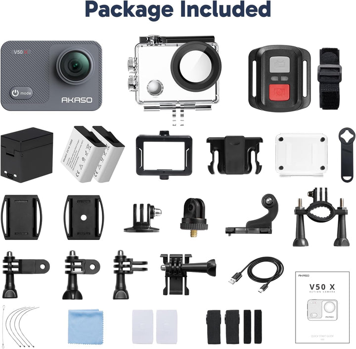 AKASO Action cam/Unterwasserkamera 4K WiFi 40M EIS Anti-Shake Action Kamera 4X Zoom mit Touchscreen,