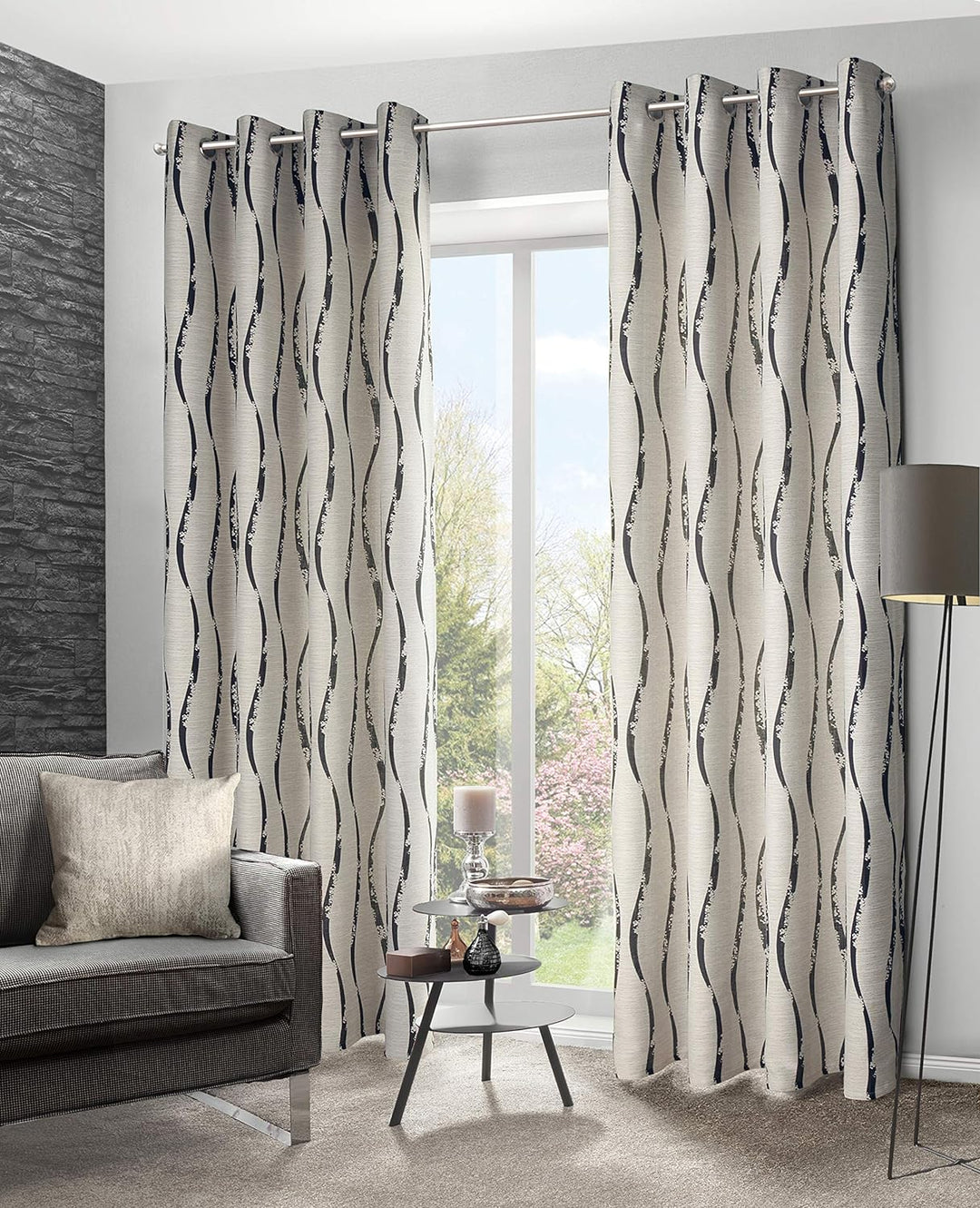Albani Schal mit 8 Ösen/Ebby/ 245x135 cm, Beige, Blau