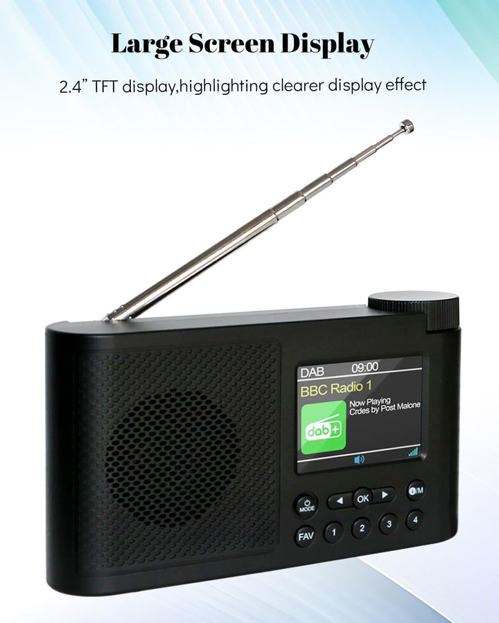 Tragbares DAB Radio Klein, DAB Plus Radio mit Bluetooth, Kofferradio Akku, Mini küchenradio Batterie