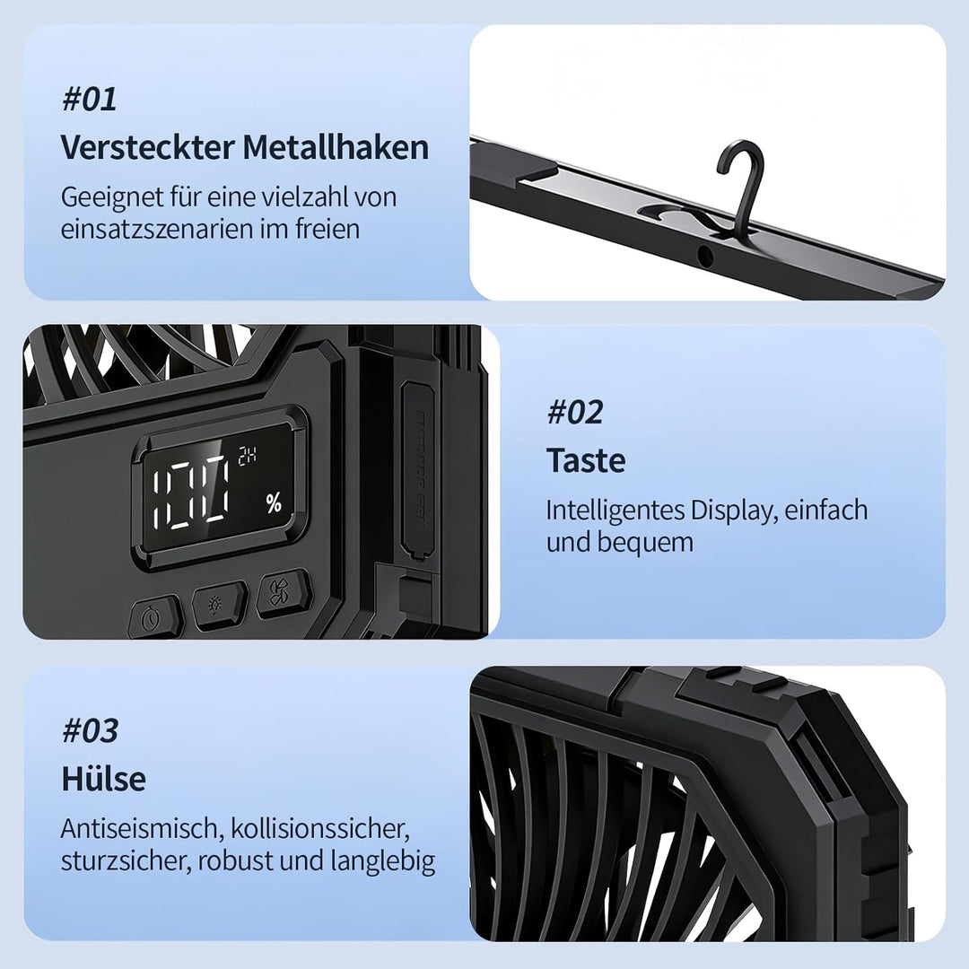 yAyusi 20000mAh Akku Camping Ventilator mit Lampe,Tragbarer Reise Ventilator mit Fernbedienung Timer