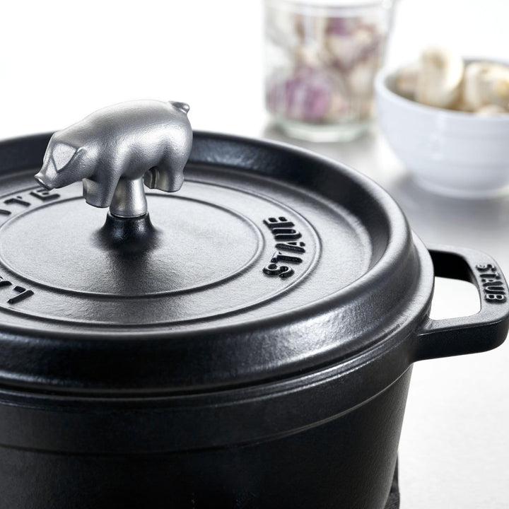 STAUB Knauf Schwein, Edelstahl, für Cocottes/Bräter mit Durchmesser 18-41 cm, Silber, Schwein