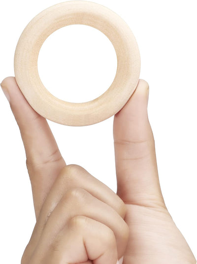 Kurtzy 50x Holzringe zum basteln - Ø 58mm Aussen – Holzring Set aus Naturholz Unbehandelt - Bastelri
