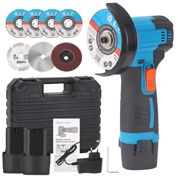Mini Winkelschleifer Akku, Professional Winkelschleifer mit 2 x Batterien 4500mAh, 19500 rpm, Mini A