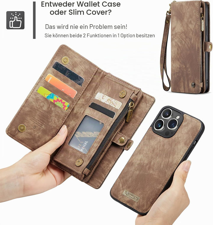 UFinetech für iPhone 15 Pro Max Hülle, Flip Leder TPU Stossfest Kartenfach Tasche Handyhülle für iPh