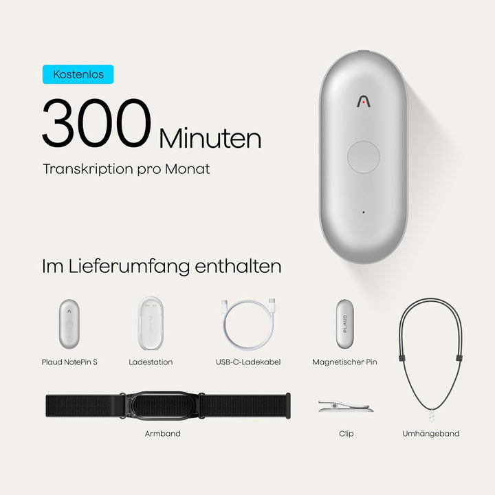 Plaud NotePin S Diktiergerät mit taktiler Aufnahmetaste KI Voice Recorder KI-Notizgerät KI-Schreibfu