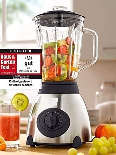 JUNG VitaSpeed Standmixer Mixer 500W, Eiscrusher mit Edelstahl Klingen, Blender 1,5 L Glasbehälter,
