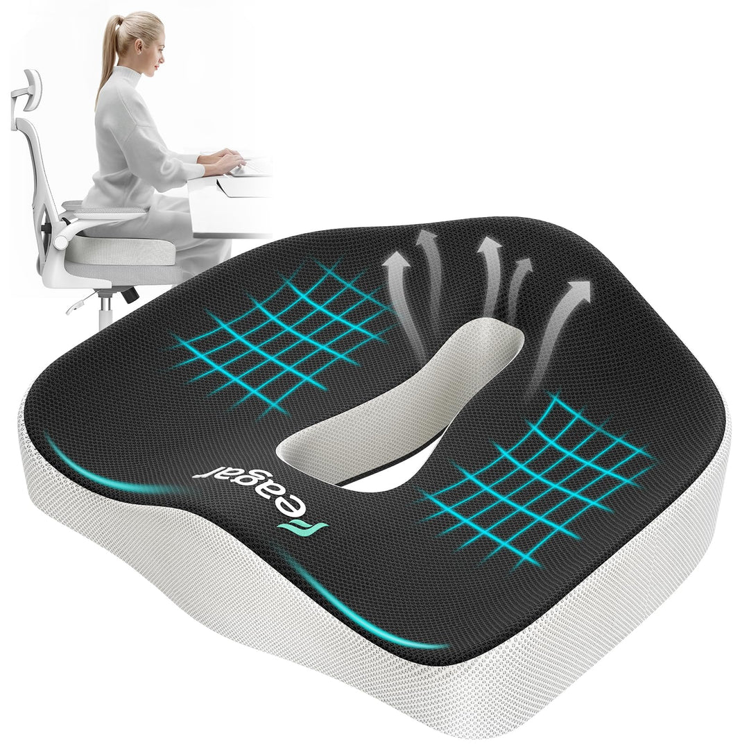Feagar Sitzkissen aus Memory Foam, orthopädisches ergonomisches Sitzkissen für Bürostuhl Auto, Steis