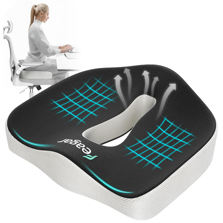 Feagar Sitzkissen aus Memory Foam, orthopädisches ergonomisches Sitzkissen für Bürostuhl Auto, Steis