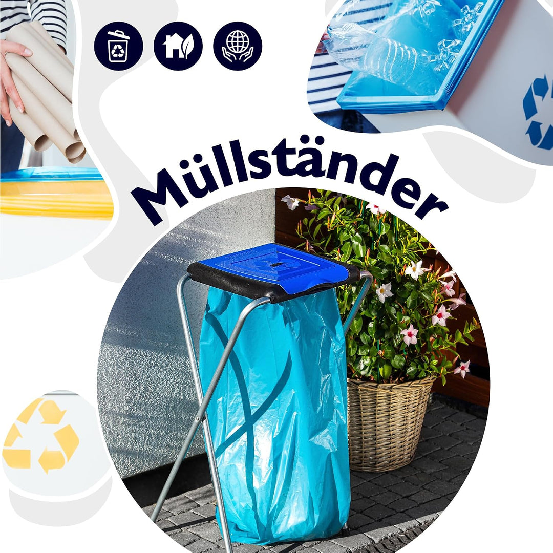 KADAX Ständer für Mülltrennung, stabiler Müllsackhalter mit Kunststoffdeckel, Müllsackständer, Abfal