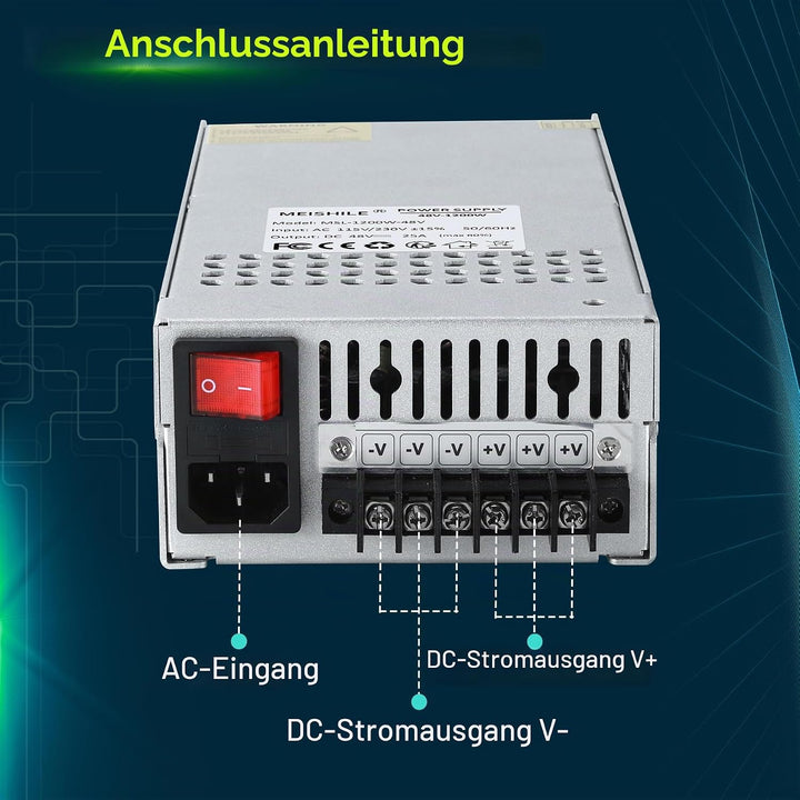 MEISHILE 12V 50A 600W Netzteil Schaltnetzteile Stromversorgung AC to DC Transformator für LED Licht