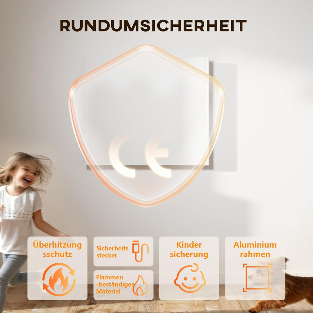 HOMCOM Infrarotheizung 400W mit einstellbarer Thermostat Wandmontage 2-4 Min auf Betriebstemperatur