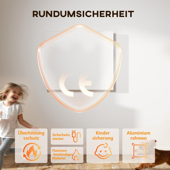 HOMCOM Infrarotheizung 400W mit einstellbarer Thermostat Wandmontage 2-4 Min auf Betriebstemperatur