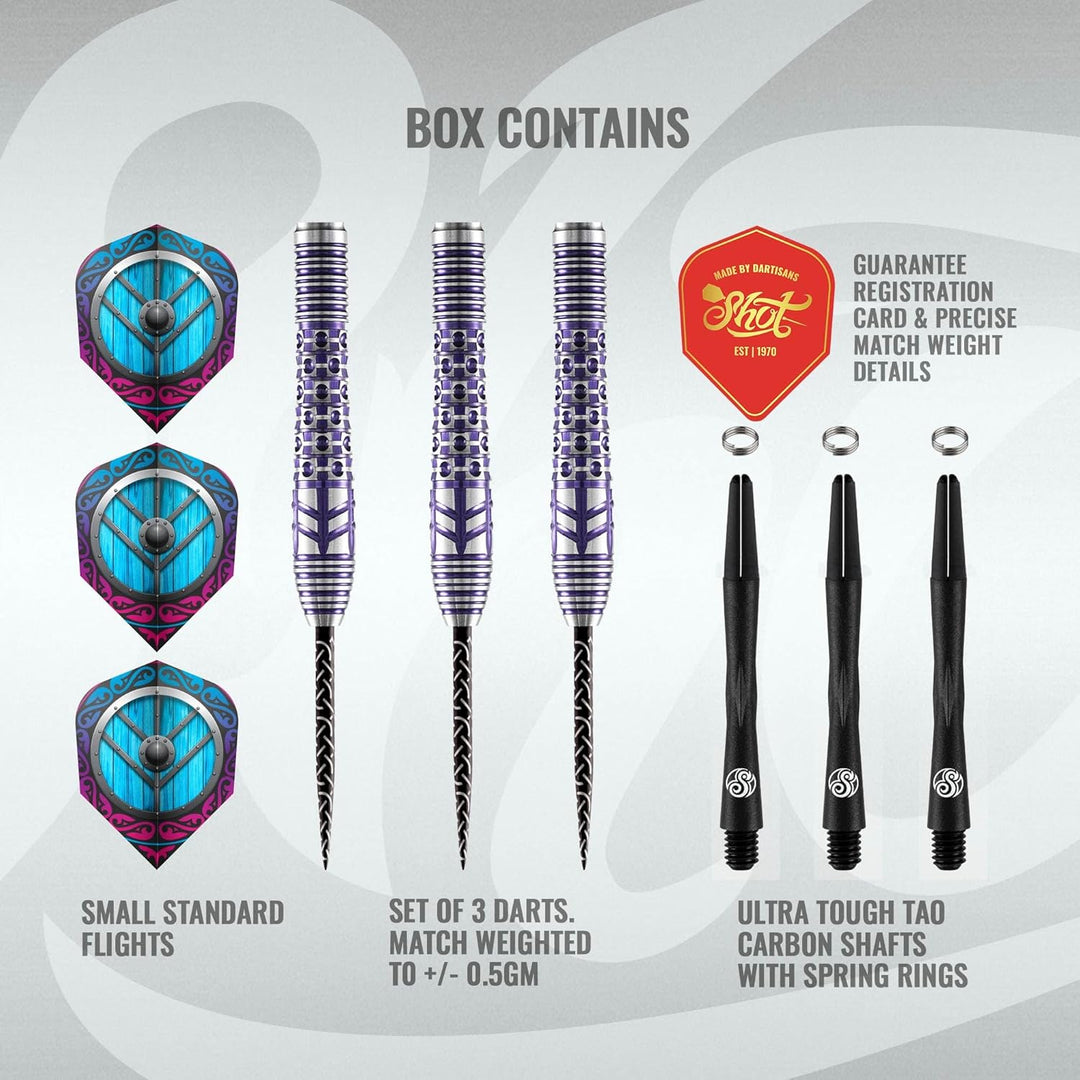 Shot! Darts Viking Shield Maiden 90% Tungsten Pro Throwing Darts Steel Tip Set, Professional – Made
