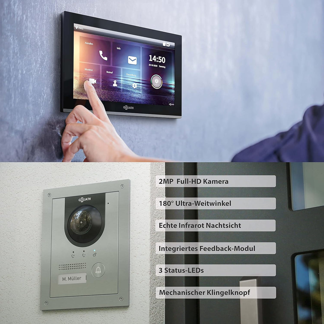 Goliath Hybrid | IP | Full-HD Video Türsprechanlage | App | 1-Fam | 2 x Full-Touchscreen 25,4 cm (10
