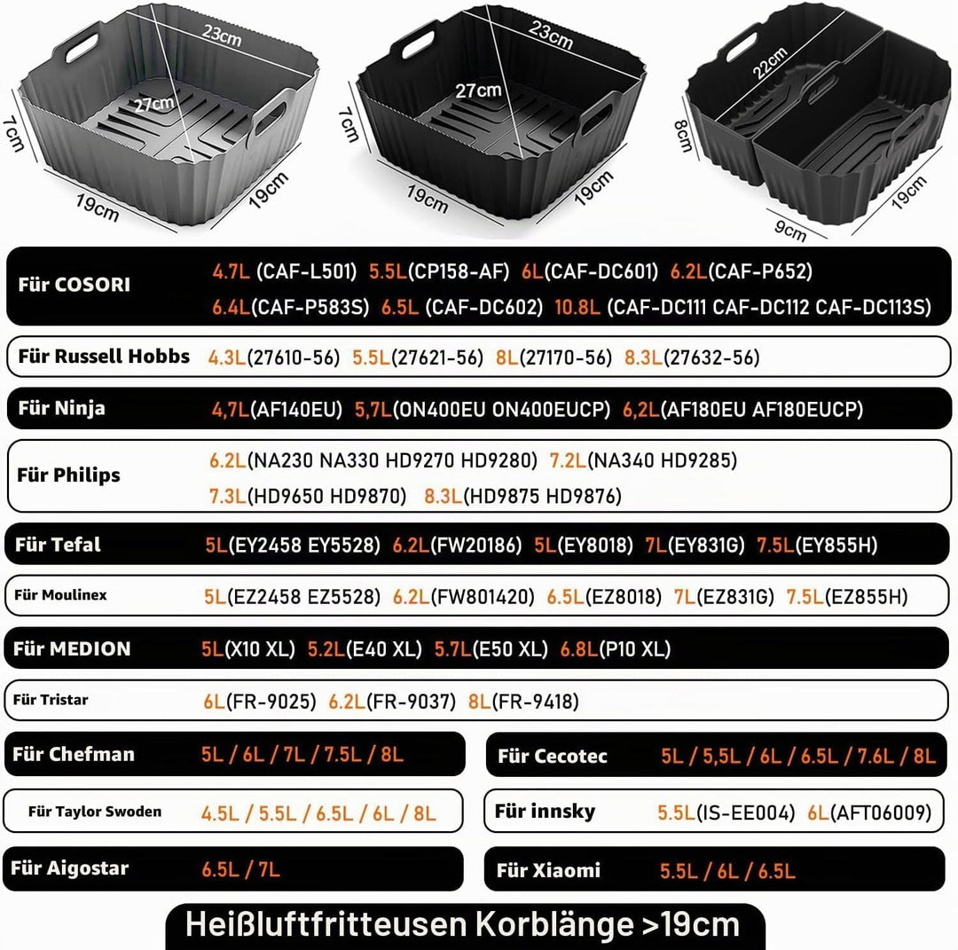 4 Stück Airfryer Silikonform für Heissluftfritteuse, Air Fryer Zubehör Wiederverwendba Silikon Einsa