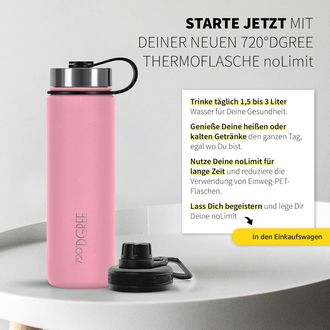 720°DGREE Edelstahl Trinkflasche “noLimit” – 710ml - Auslaufsicher, Kohlensäure geeignet, BPA-Frei -