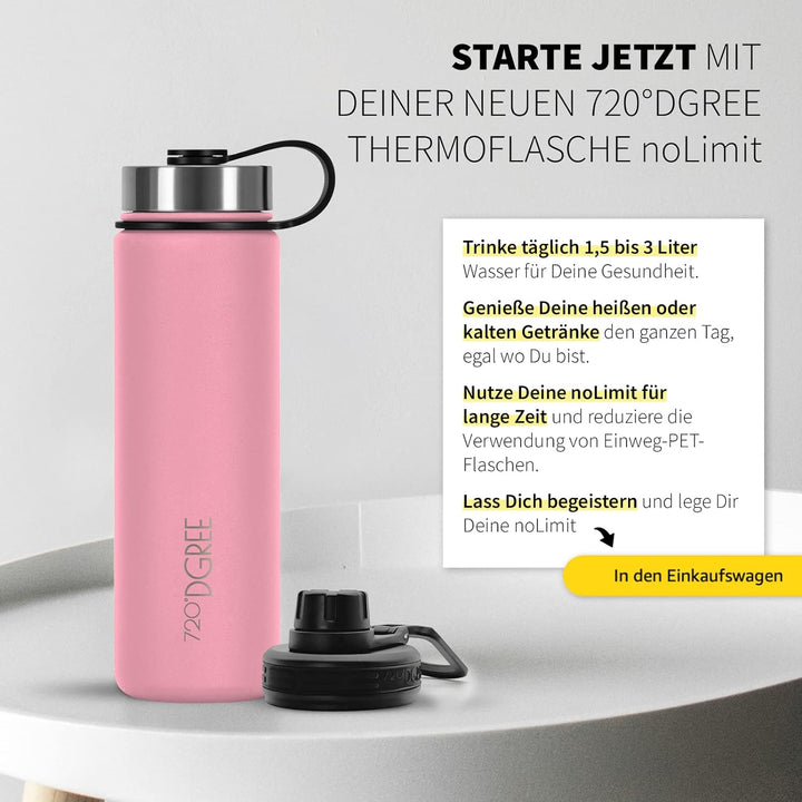 720°DGREE Edelstahl Trinkflasche “noLimit” – 950ml - Auslaufsicher, Kohlensäure geeignet, BPA-Frei -