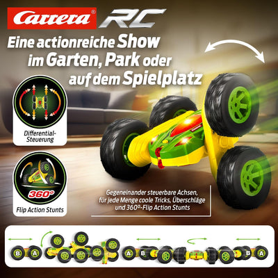 Carrera RC Mini Turnator 2.0 | 360° Flip | Kultiges ferngesteuertes Stunt-Auto mit LED-Lichtern | 16