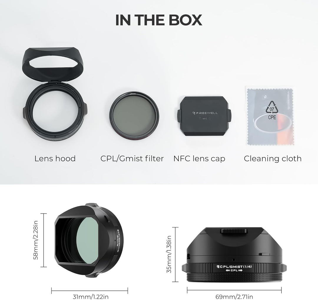 Freewell The Real Gegenlichtblende - Hybrid CPL/Mist Filter, Flipable, Touchless Filterbetrieb für F