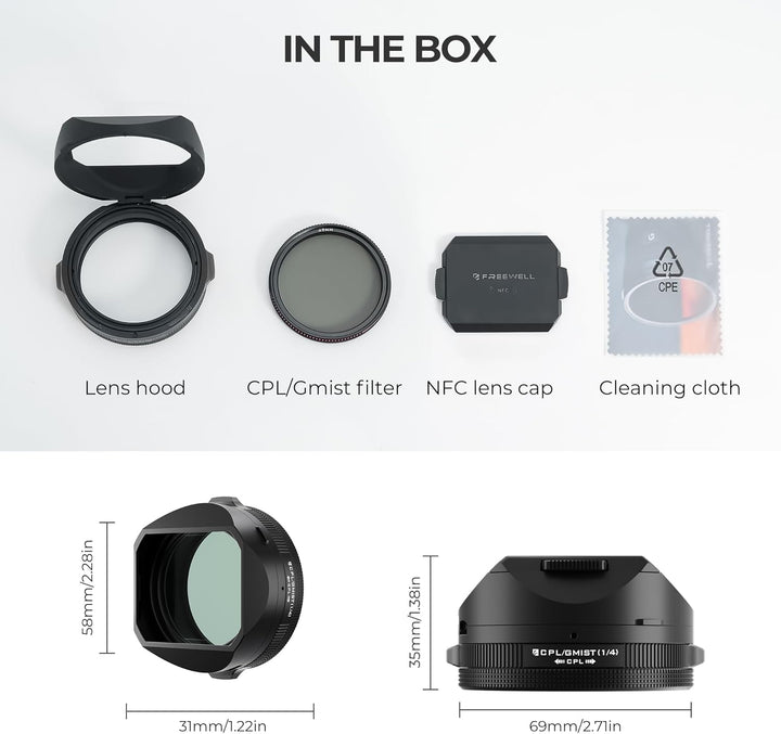 Freewell The Real Gegenlichtblende - Hybrid CPL/Mist Filter, Flipable, Touchless Filterbetrieb für F