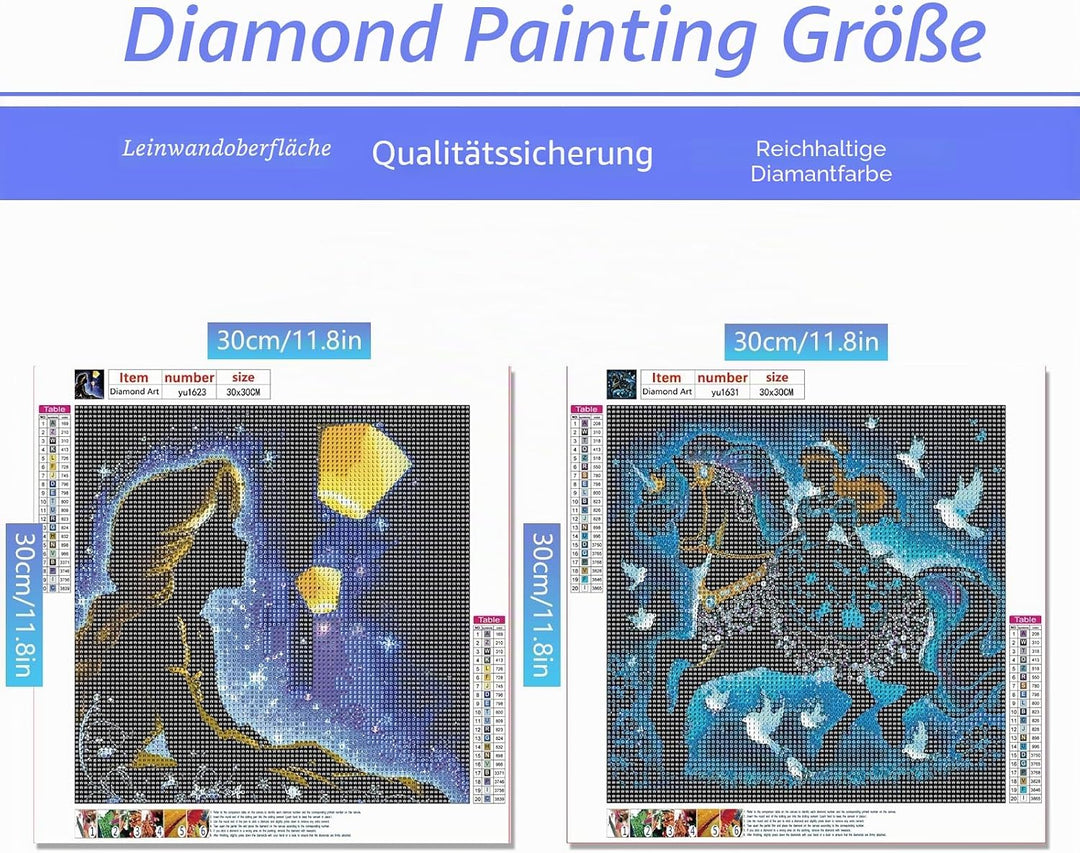 KEYRANKE Diamond Painting Disney 2 Stück Diamond Painting Kit Erwachsene-Prinzessin Diamant Bider Di