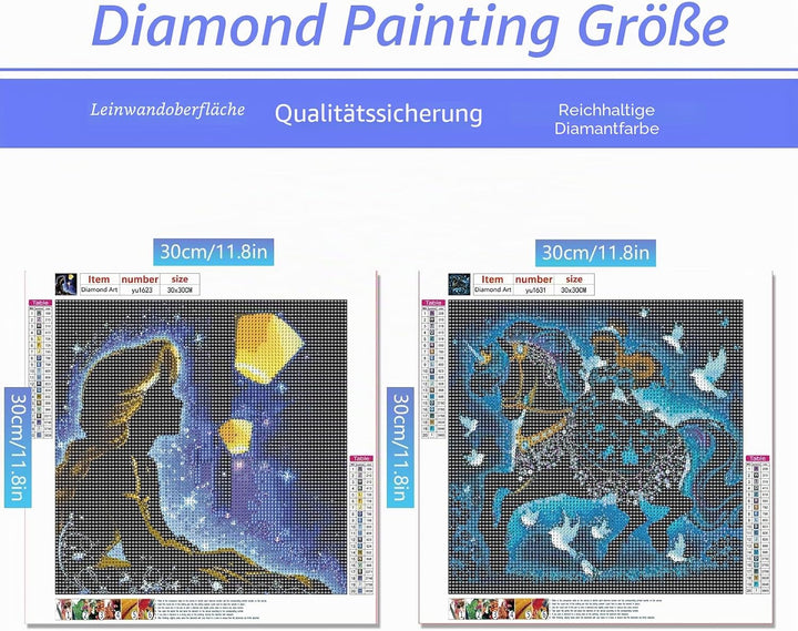 KEYRANKE Diamond Painting Disney 2 Stück Diamond Painting Kit Erwachsene-Prinzessin Diamant Bider Di