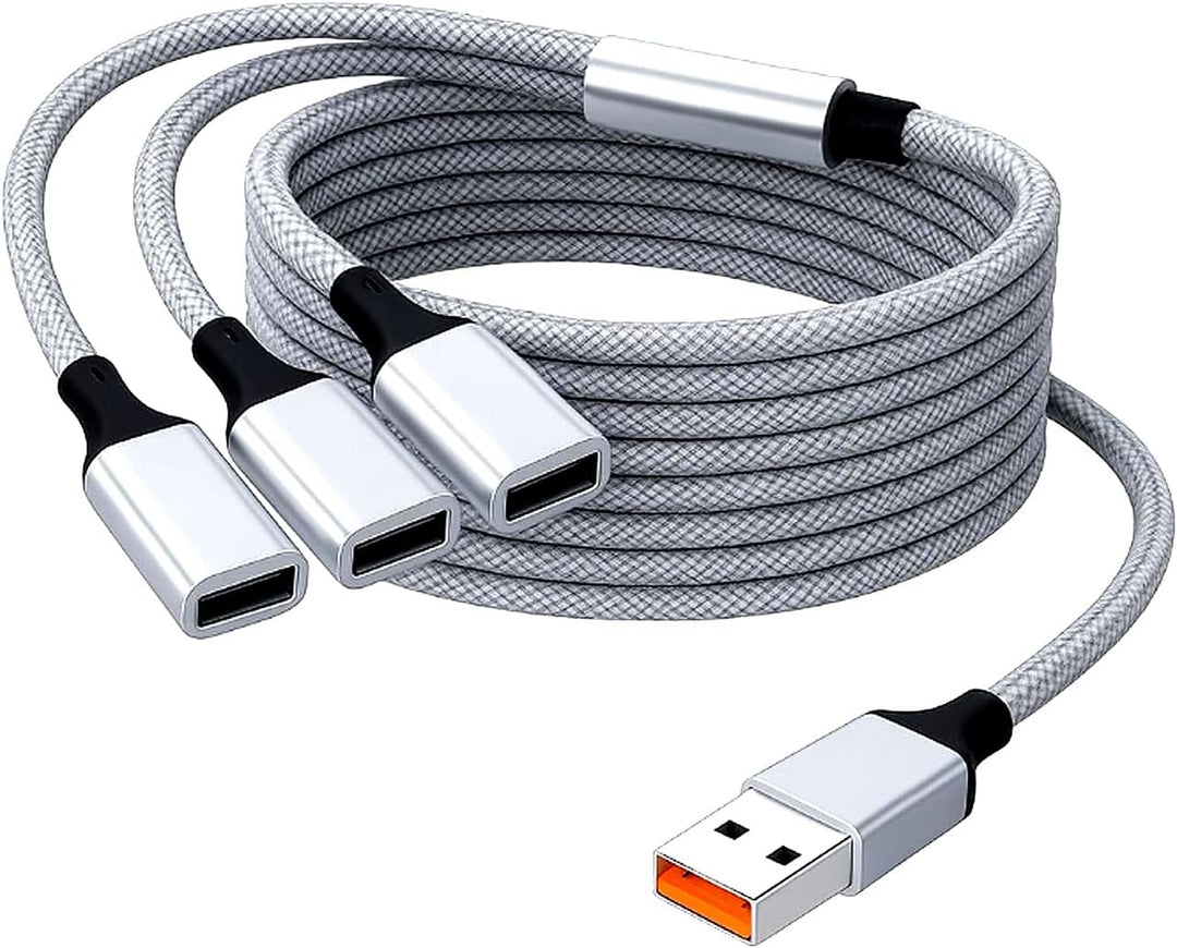 USB Splitter 1 auf 3, 2m USBHUB 2m Adapter mit USBStecker auf 3 USBA Buchsen, USB Verteiler für Date