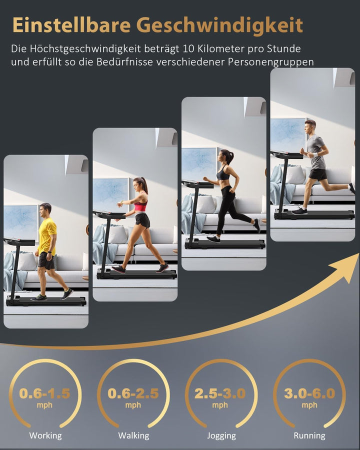 Laufband für Zuhause Walking Pad - Klappbar Laufbänder Elektrisches Laufbänder Schreibtisch Foldable