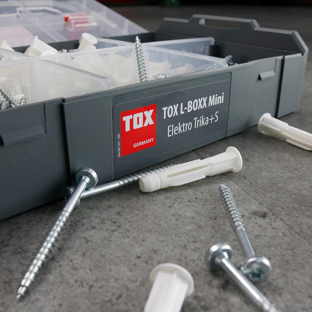 TOX L-BOXX Mini - Electro Trika + S, kompakte, effektive Dübelbox, in bis zu sechs Fächer unterteilb