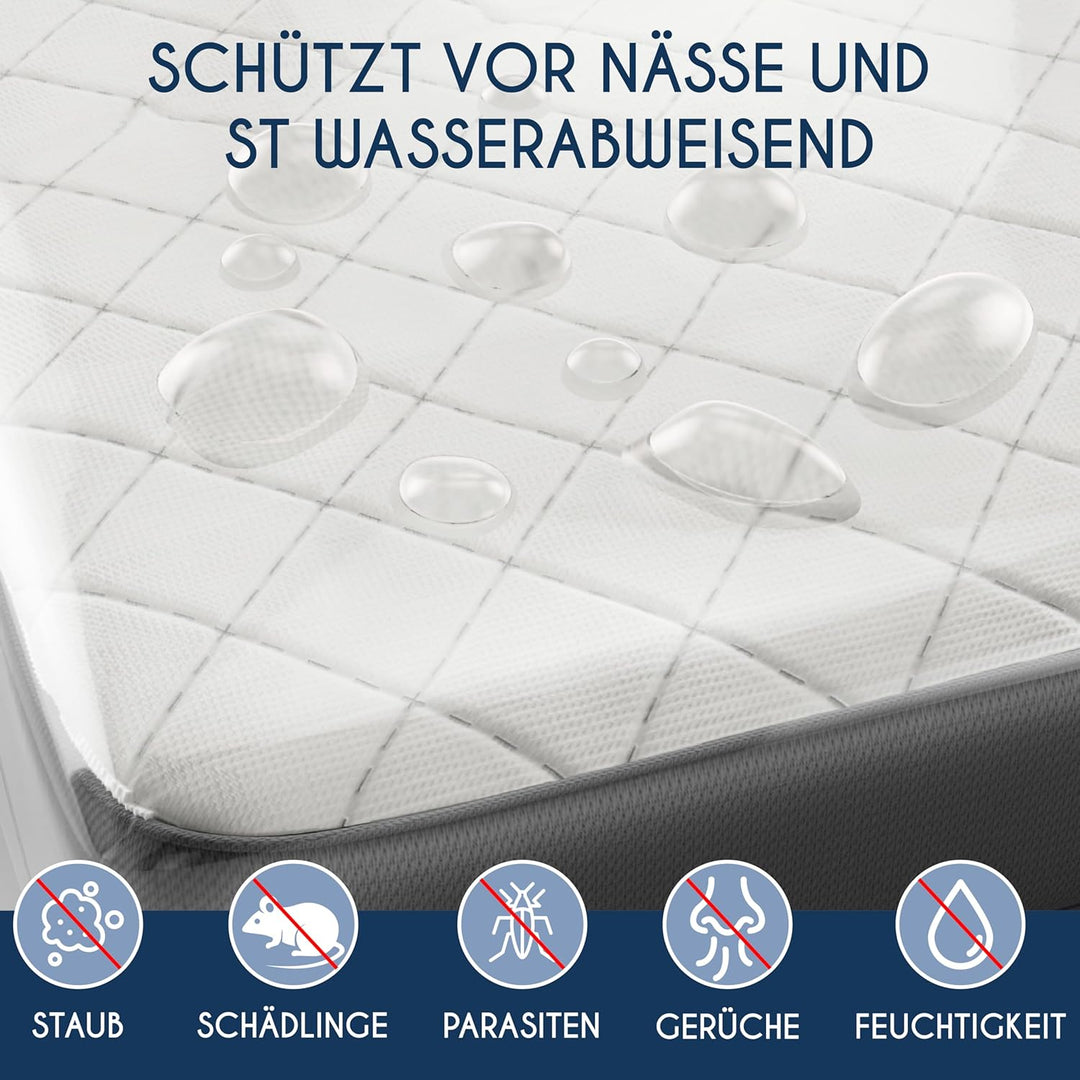Matratzenhülle Kunststoff - 2er-Set - 140 x 200 (Dicke 30 cm) - Matratzenschutz mit Breitem Reissver