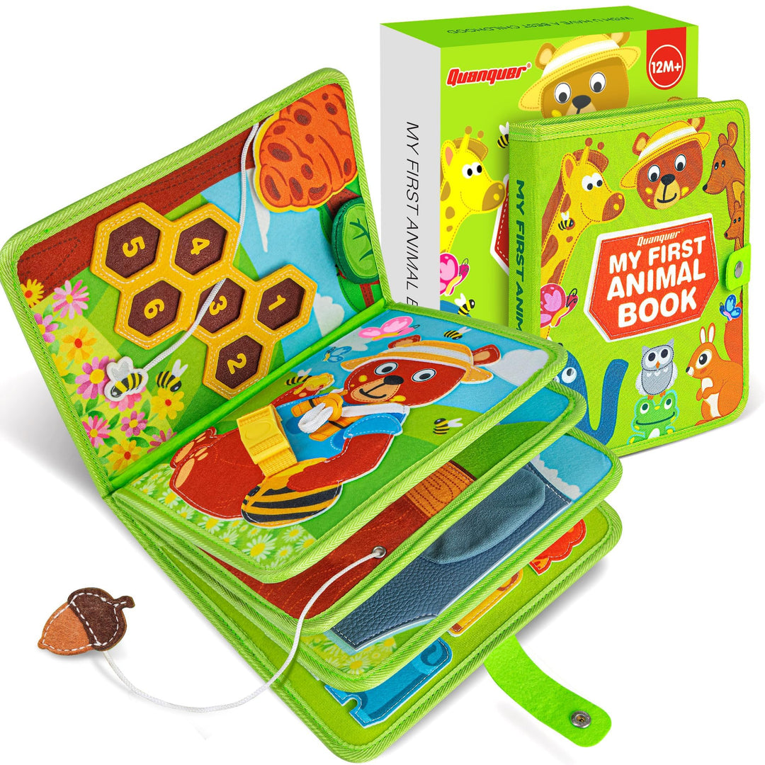 Quanquer Animals Busy Board Spielzeug ab 1 2 3 Jahre - Montessori Busy Book für Frühe Bildung Auto &