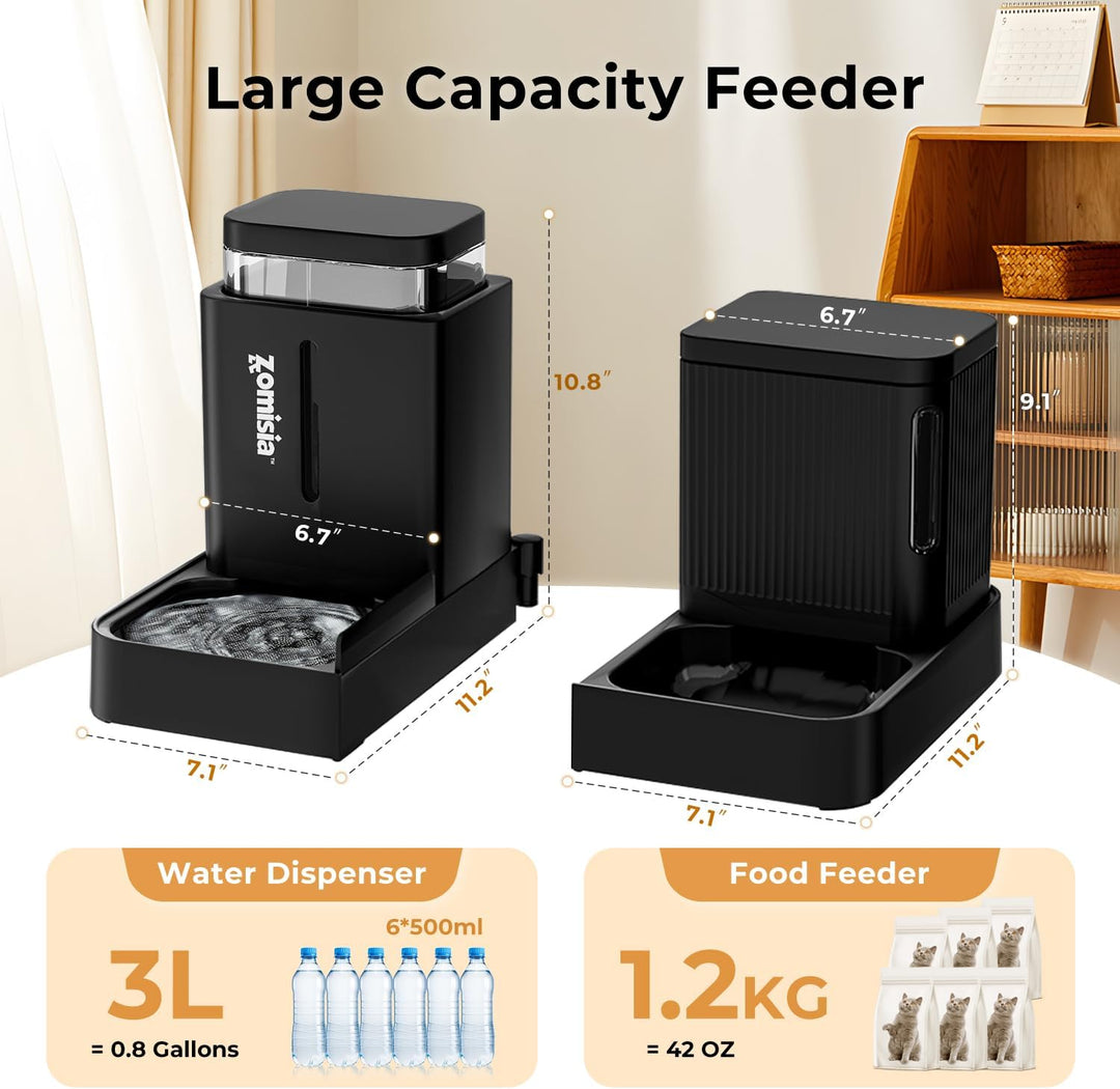 Automatischer Futterspender für Katzen/Hunde 3L, 2-in-1 Schwerkraft Futterautomat Katze und Wassersp