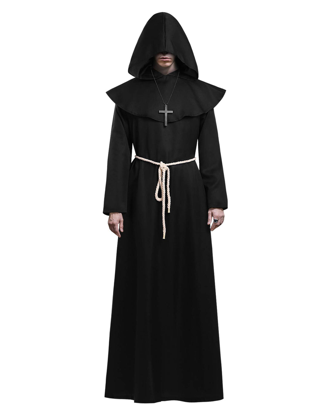 KONVINIT Mönch Robe Kostüm Männer Prister Gewand Kostüm Mittelalterliche Robe mit Kapuze Halloween K