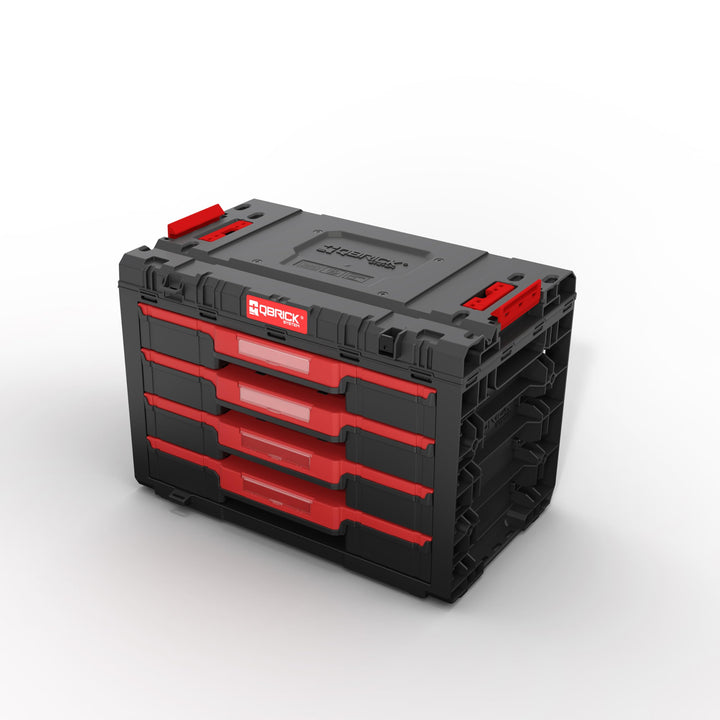 Qbrick System Werkzeugkoffer Sortierbox Leer - 4 Schubladen - Werkzeugkiste - 542 x 335 x 369 mm Sch