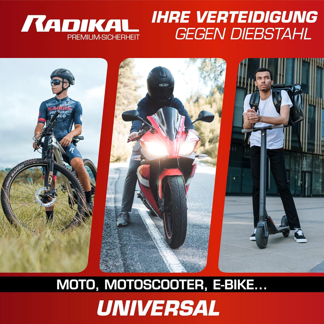 RADIKAL RK6 Bremsscheibenschloss mit Alarm Motorradschloss Fahrradschloss mit Alarm E Scooter Schlos