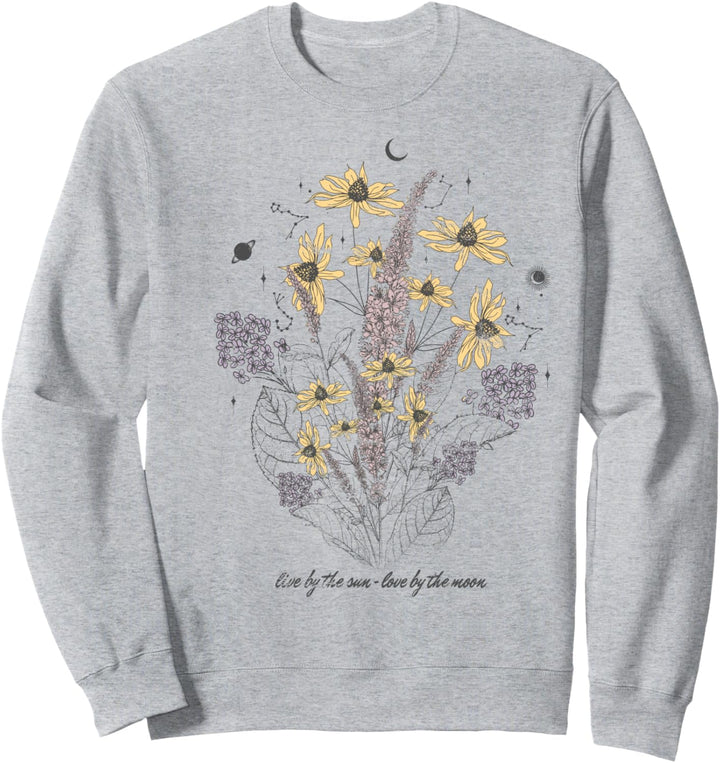 Trendy Sun Moon Flowers Sweatshirt
